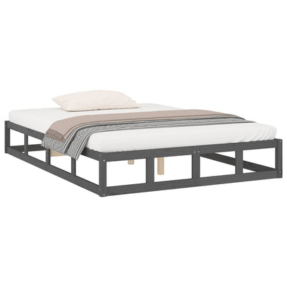 vidaXL Bed Frame without Mattress Grey 150x200 cm King Size King Size Solid Wood