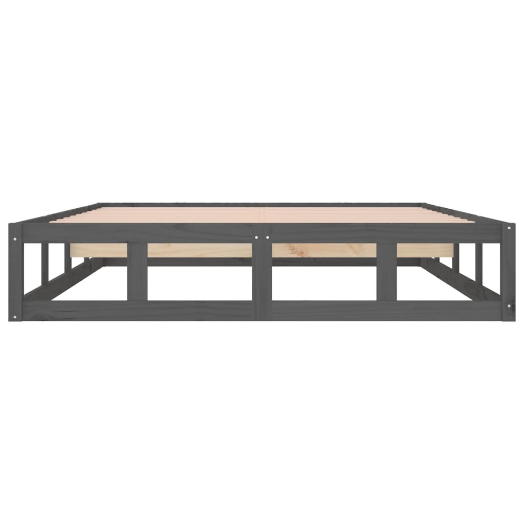 vidaXL Bed Frame without Mattress Grey 150x200 cm King Size King Size Solid Wood