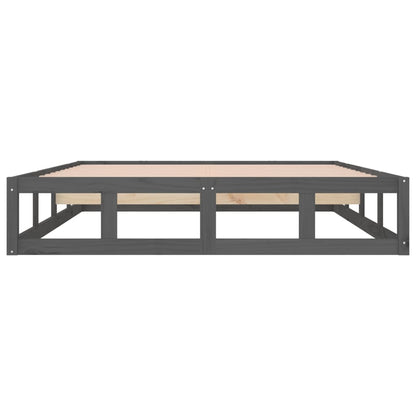 vidaXL Bed Frame without Mattress Grey 150x200 cm King Size King Size Solid Wood