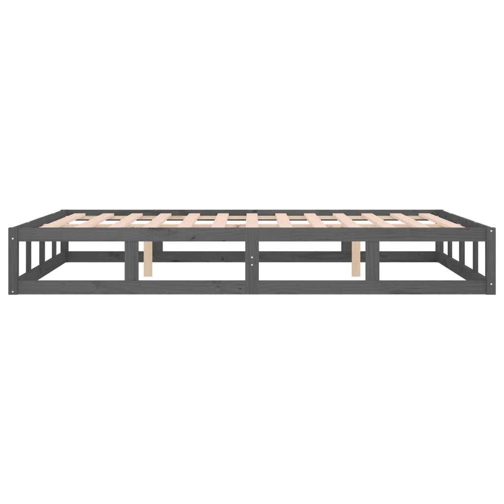 vidaXL Bed Frame without Mattress Grey 150x200 cm King Size King Size Solid Wood
