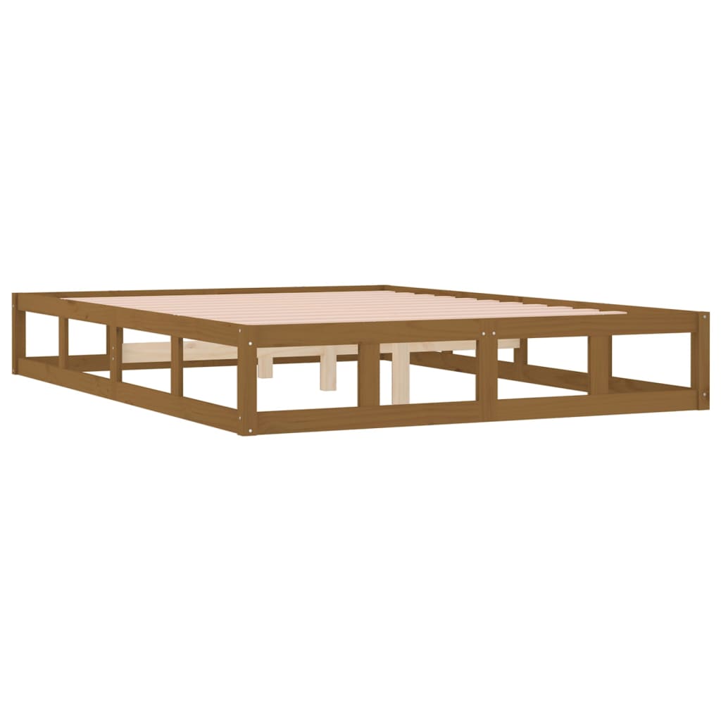 vidaXL Bed Frame without Mattress Honey Brown 150x200 cm King Size  Solid Wood