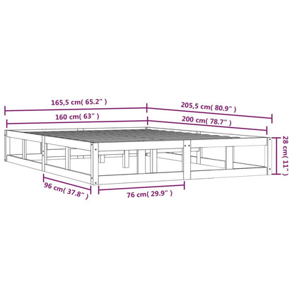 vidaXL Bed Frame without Mattress White 160x200 cm Solid Wood