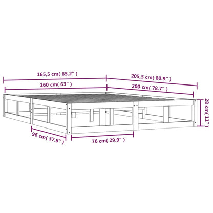 vidaXL Bed Frame without Mattress Black 160x200 cm Solid Wood