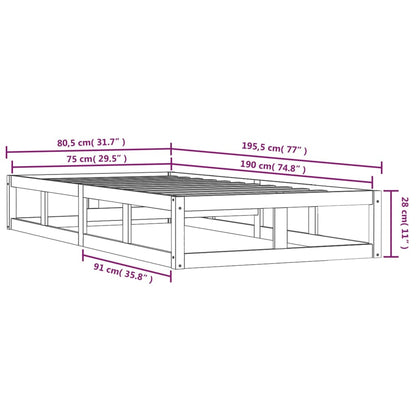 vidaXL Bed Frame | Natural Pine | Solid pine wood | Small Single | Durable