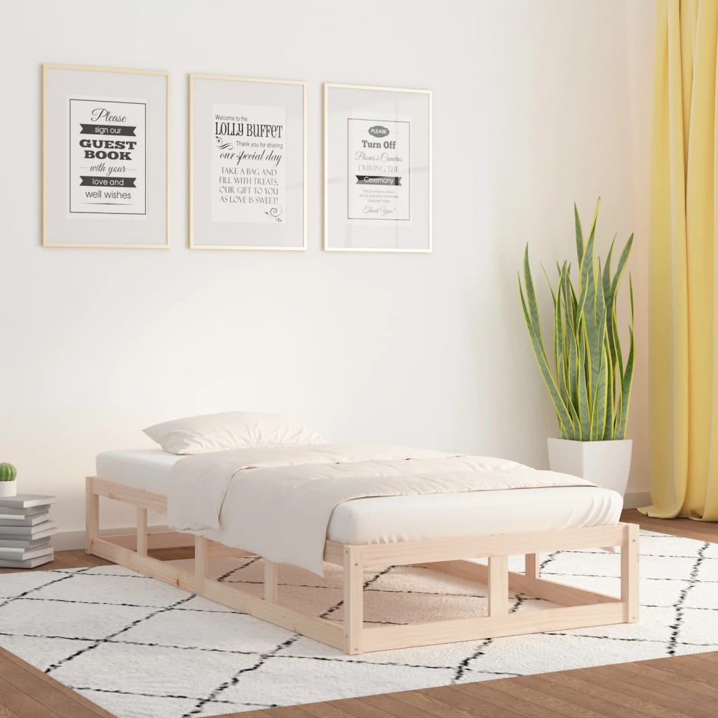 vidaXL Bed Frame | Natural Pine | Solid pine wood | Small Single | Durable