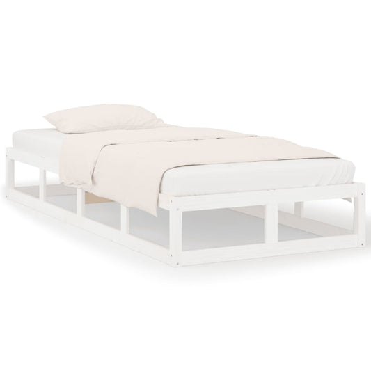 vidaXL Bed Frame | White | Solid pine wood, Plywood | 75x190 cm Small Single