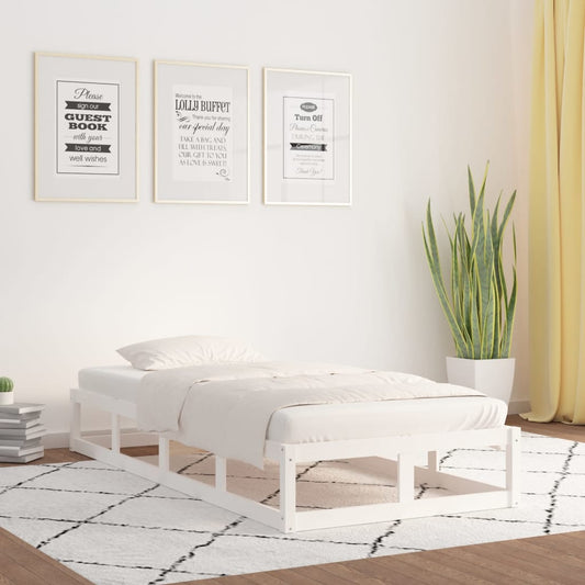vidaXL Bed Frame | White | Solid pine wood, Plywood | 75x190 cm Small Single