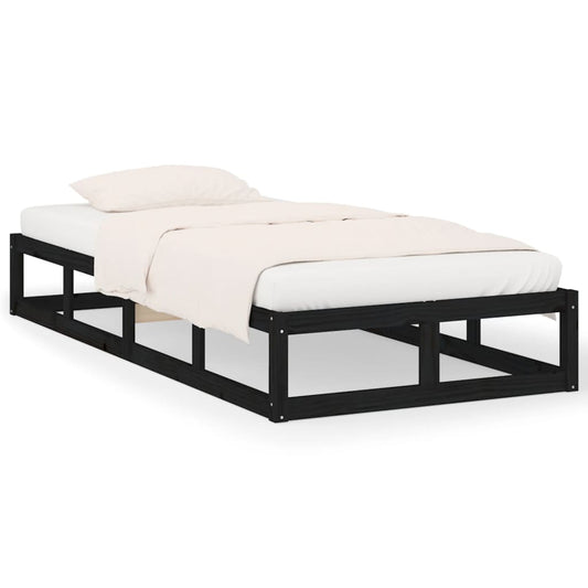 vidaXL Bed Frame | Black | Solid pine wood, Plywood | Small Single | Sturdy