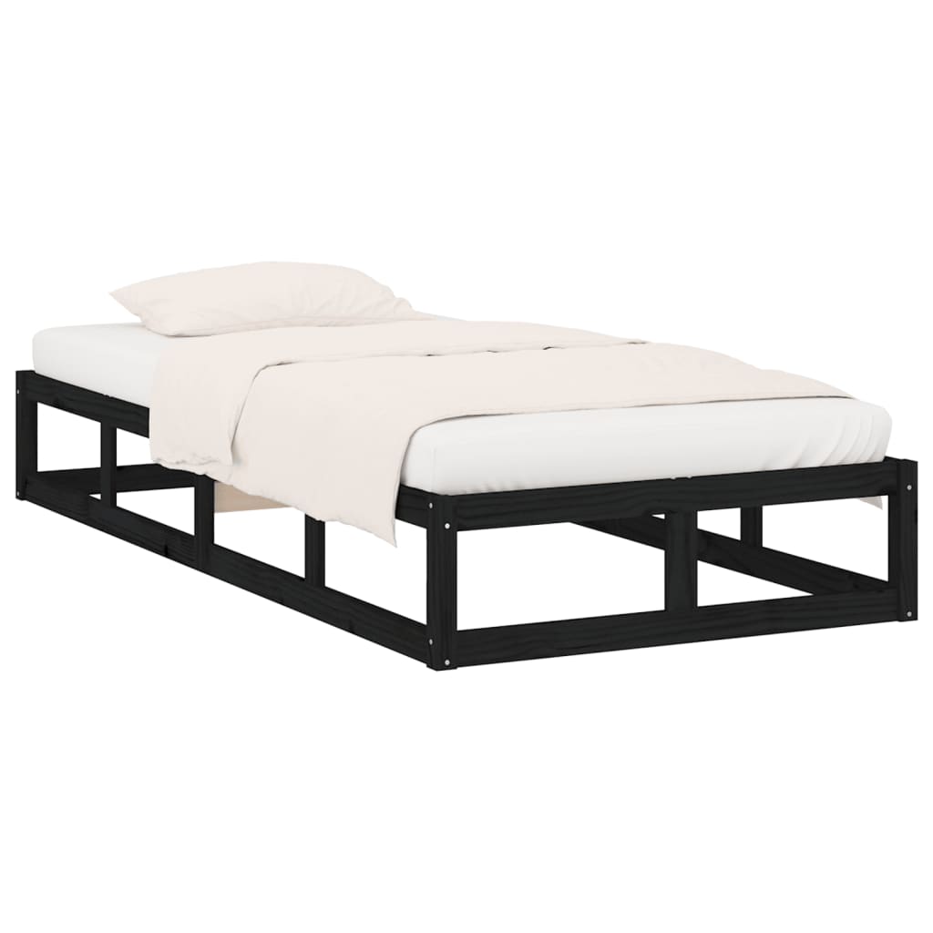 vidaXL Bed Frame | Black | Solid pine wood, Plywood | Small Single | Sturdy