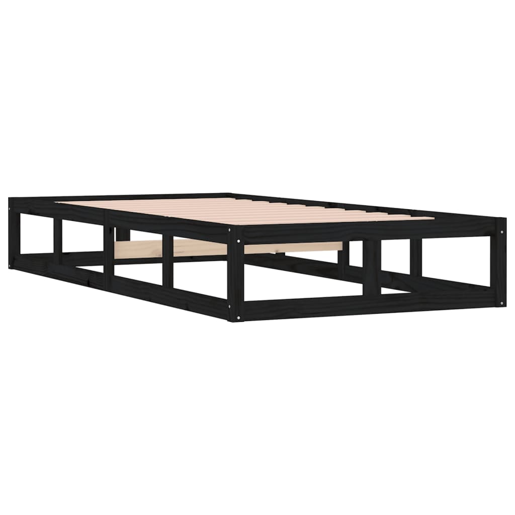 vidaXL Bed Frame | Black | Solid pine wood, Plywood | Small Single | Sturdy