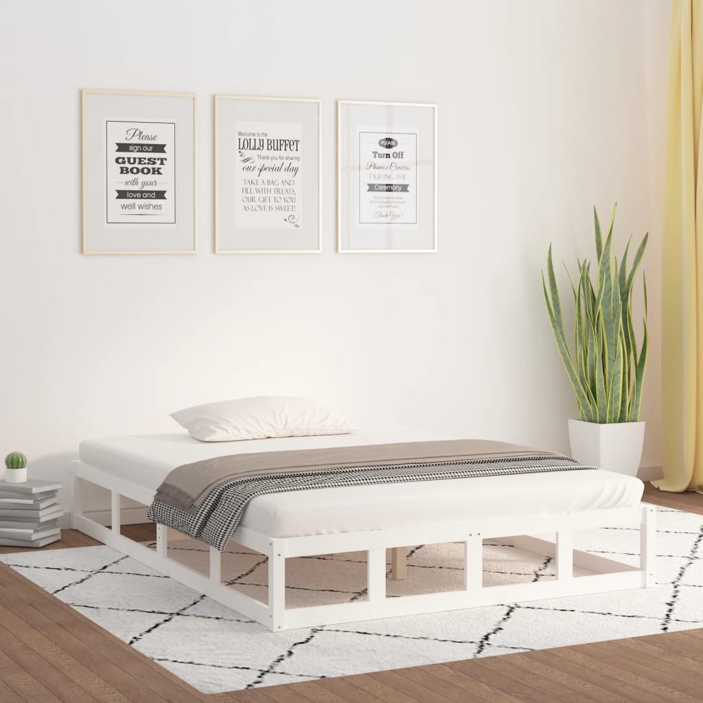 vidaXL Bed Frame without Mattress White 120x190 cm Small Double  Solid Wood