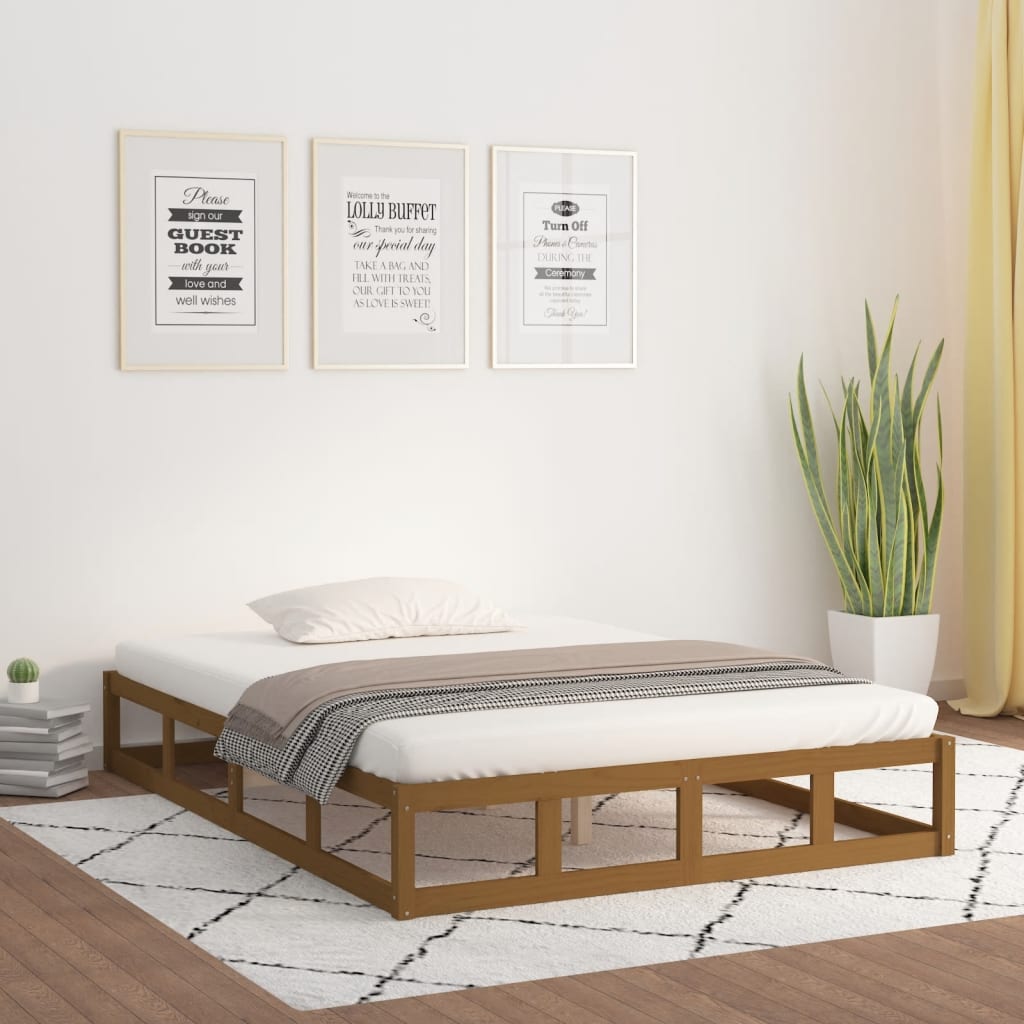 vidaXL Bed Frame without Mattress Honey Brown 120x190 cm Small Double  Solid Wood