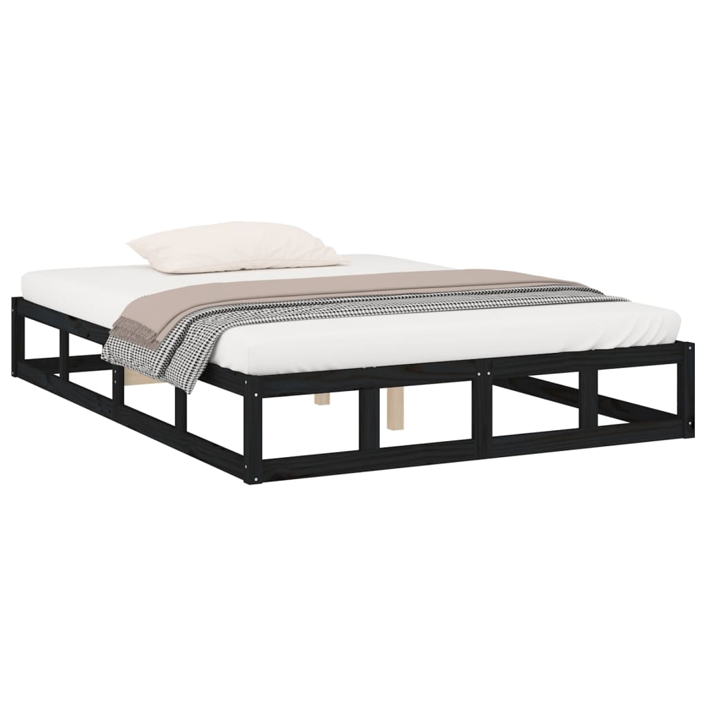 vidaXL Bed Frame without Mattress Black 120x190 cm Small Double  Solid Wood