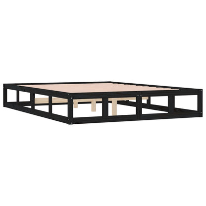 vidaXL Bed Frame without Mattress Black 120x190 cm Small Double  Solid Wood