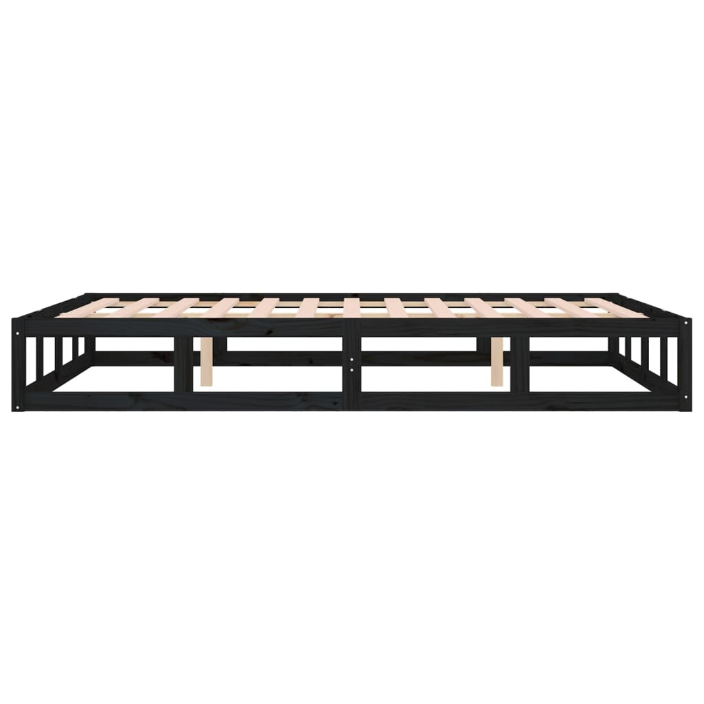 vidaXL Bed Frame without Mattress Black 120x190 cm Small Double  Solid Wood
