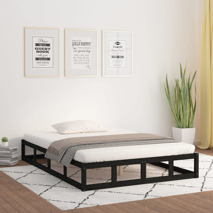 vidaXL Bed Frame without Mattress Black 120x190 cm Small Double  Solid Wood