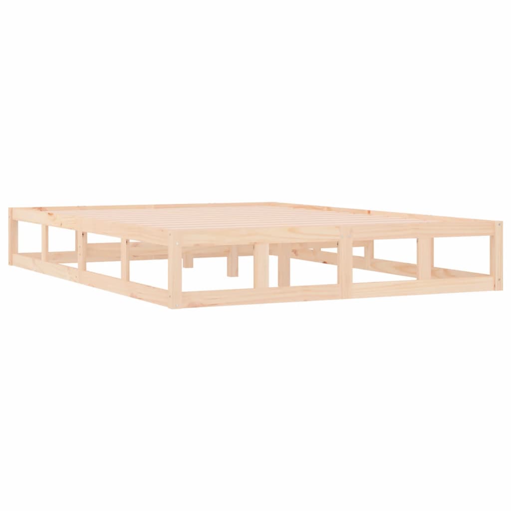vidaXL Bed Frame | Natural wood | Solid pinewood, Plywood slats | 135x190 cm