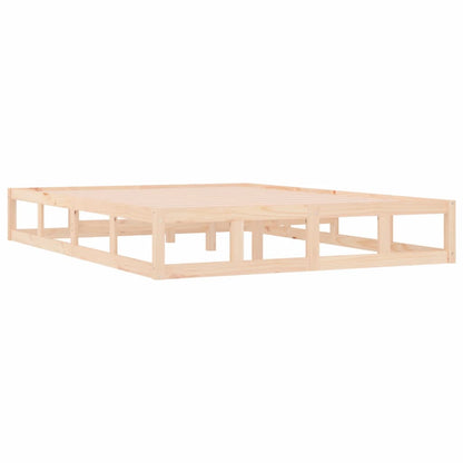 vidaXL Bed Frame | Natural wood | Solid pinewood, Plywood slats | 135x190 cm
