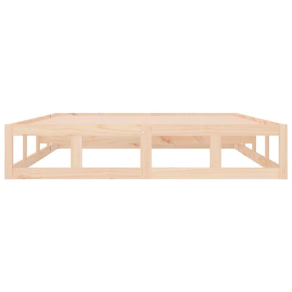 vidaXL Bed Frame | Natural wood | Solid pinewood, Plywood slats | 135x190 cm