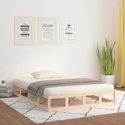 vidaXL Bed Frame | Natural wood | Solid pinewood, Plywood slats | 135x190 cm
