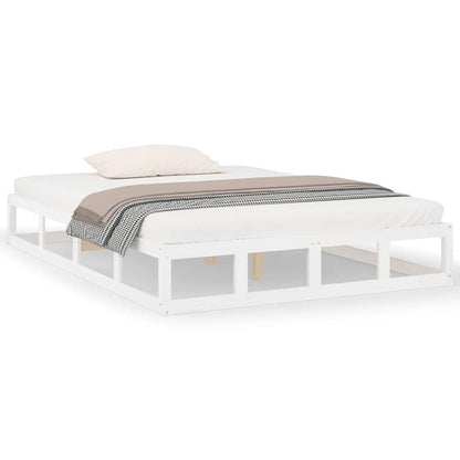 vidaXL Bed Frame without Mattress White 135x190 cm Double Double Solid Wood