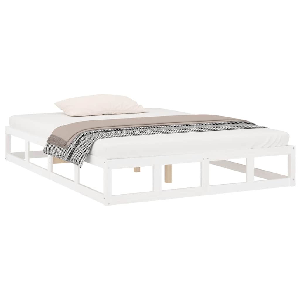 vidaXL Bed Frame without Mattress White 135x190 cm Double Double Solid Wood