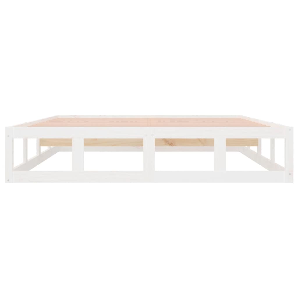 vidaXL Bed Frame without Mattress White 135x190 cm Double Double Solid Wood