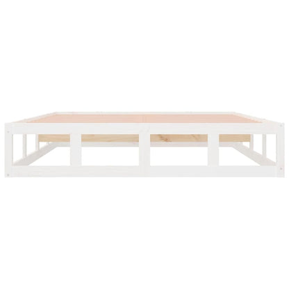 vidaXL Bed Frame without Mattress White 135x190 cm Double Double Solid Wood