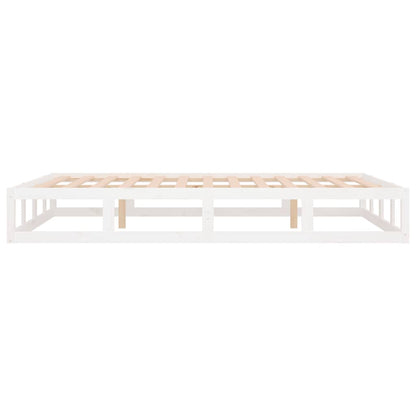 vidaXL Bed Frame without Mattress White 135x190 cm Double Double Solid Wood