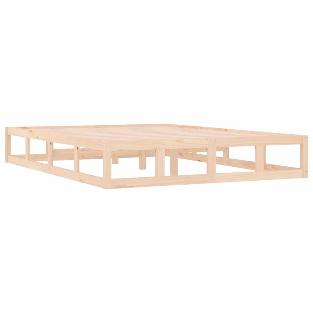 vidaXL Bed Frame | Natural Wood | Solid Pine Wood, Plywood | Double | Durable
