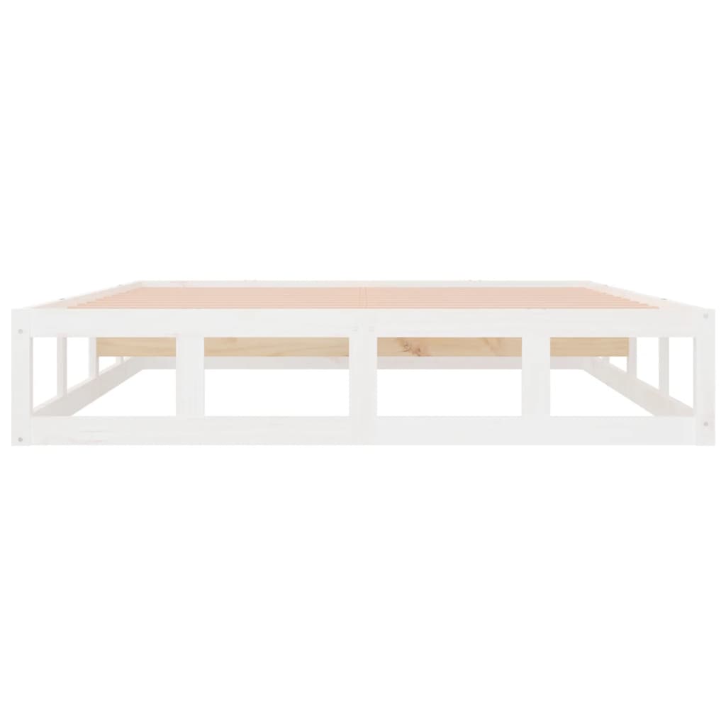 vidaXL Bed Frame | White | Solid pine wood, plywood slats | 140x190 cm | Durable