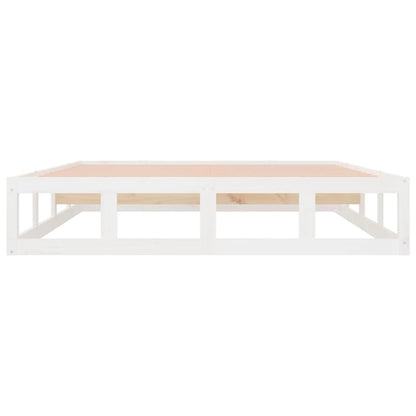 vidaXL Bed Frame | White | Solid pine wood, plywood slats | 140x190 cm | Durable