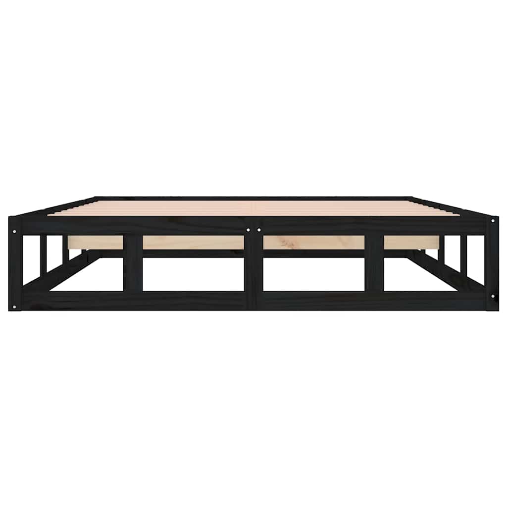 vidaXL Bed Frame | Black | Solid pinewood, Plywood | 140x190 cm |  Durable