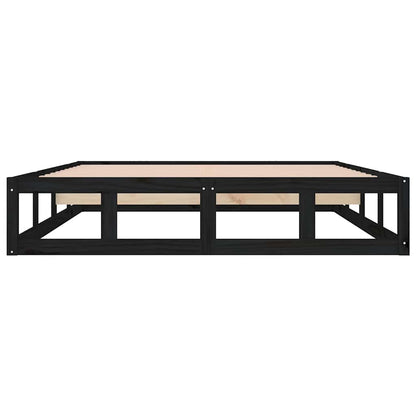 vidaXL Bed Frame | Black | Solid pinewood, Plywood | 140x190 cm |  Durable