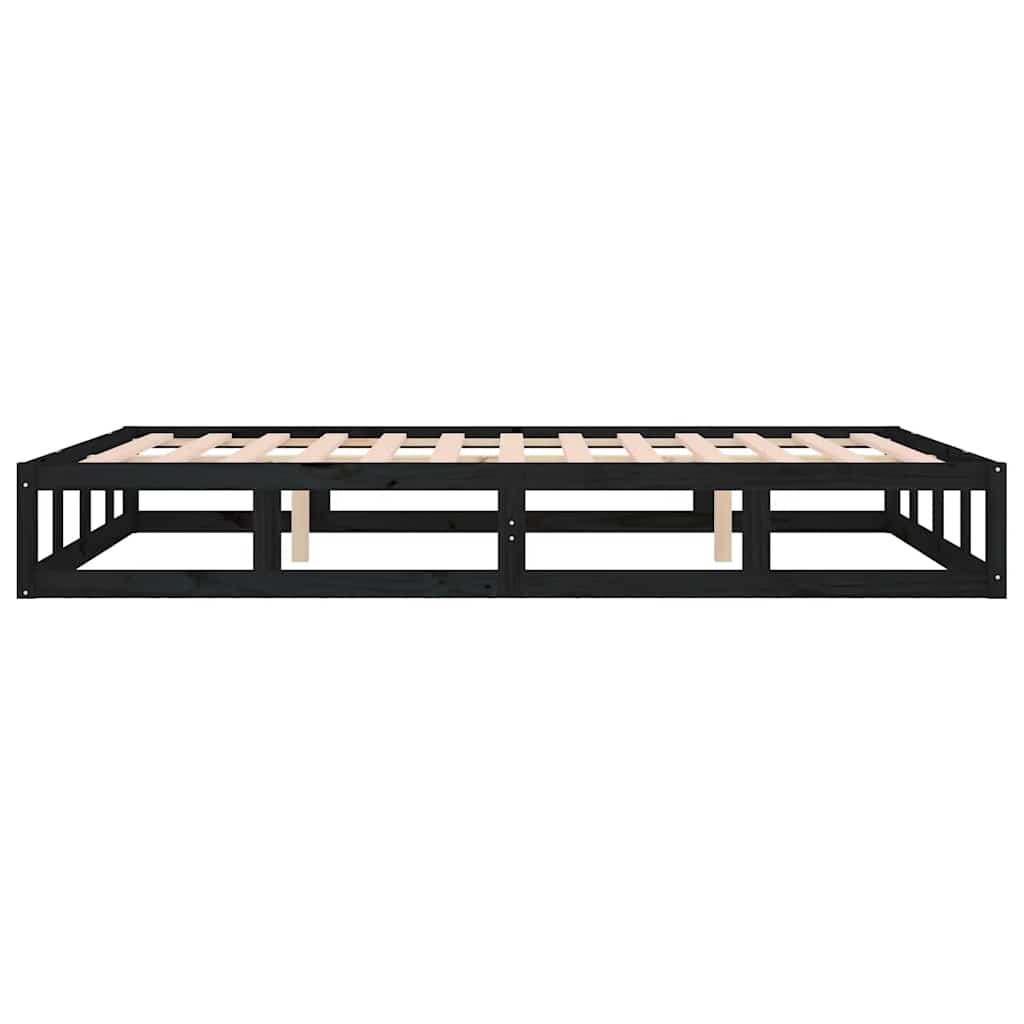 vidaXL Bed Frame | Black | Solid pinewood, Plywood | 140x190 cm |  Durable