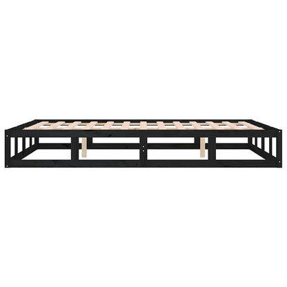 vidaXL Bed Frame | Black | Solid pinewood, Plywood | 140x190 cm |  Durable
