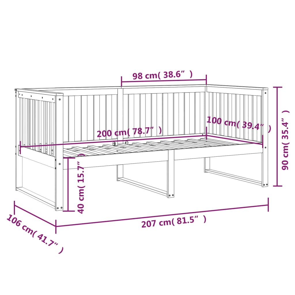 vidaXL Day Bed without Mattress White 100x200 cm Solid Wood Pine