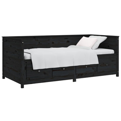 vidaXL Day Bed without Mattress Black 90x190 cm Single  Solid Wood Pine