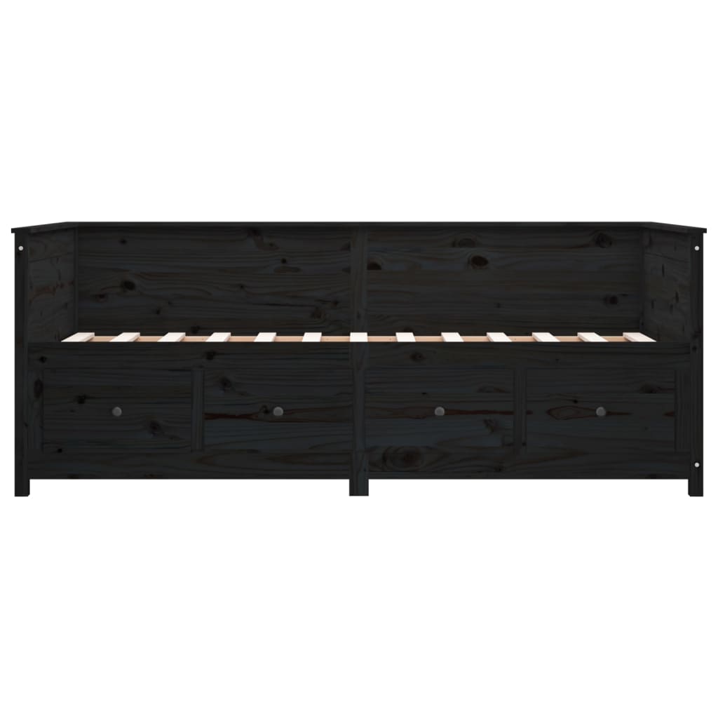 vidaXL Day Bed without Mattress Black 90x190 cm Single  Solid Wood Pine