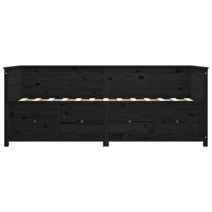 vidaXL Day Bed without Mattress Black 90x190 cm Single  Solid Wood Pine