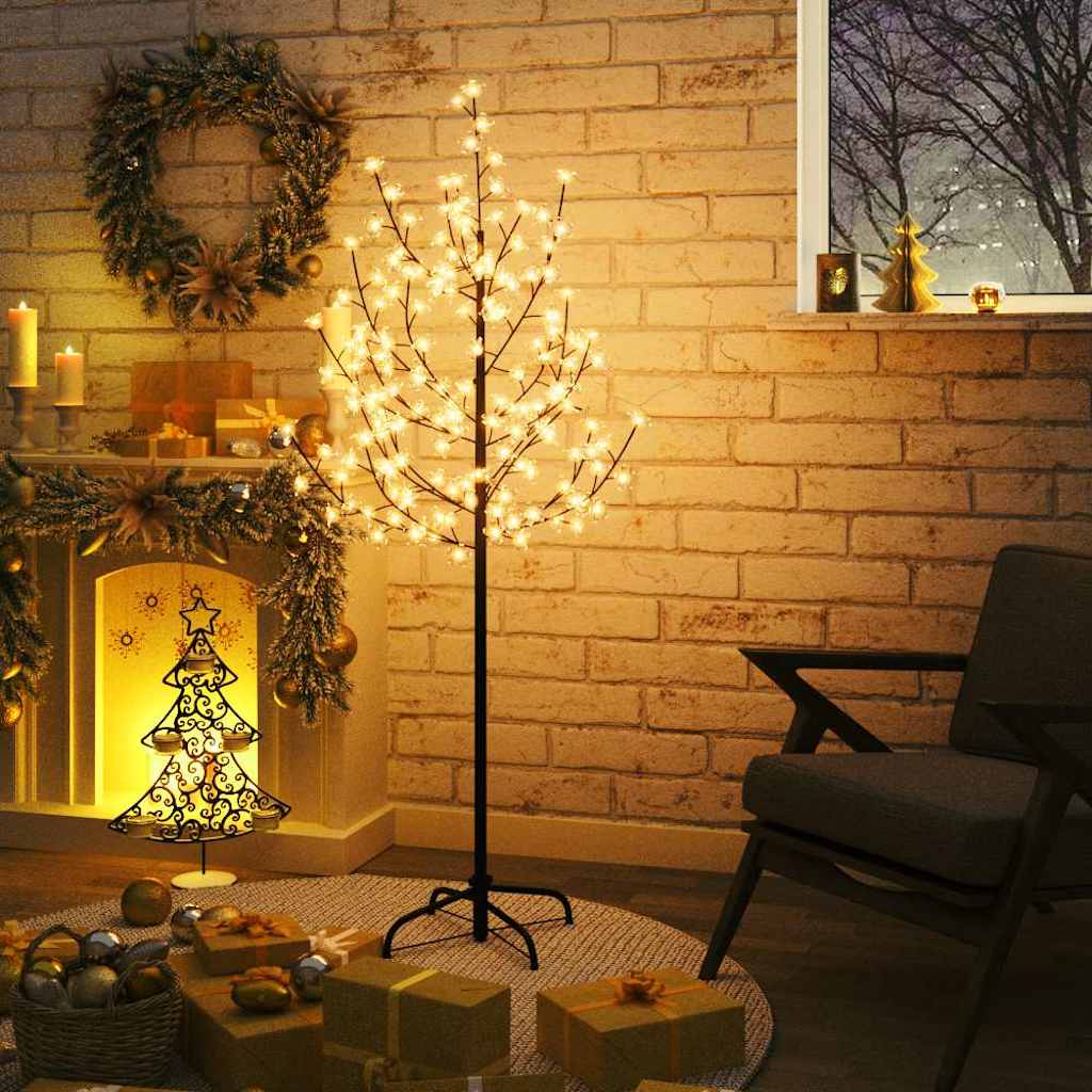 345131 vidaXL Cherry Blossom LED Tree Warm White 120 LEDs 150 cm