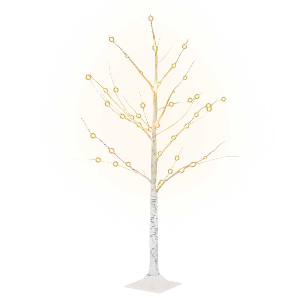 345142 vidaXL LED White Birch Tree Warm White 48 LEDs 120 cm