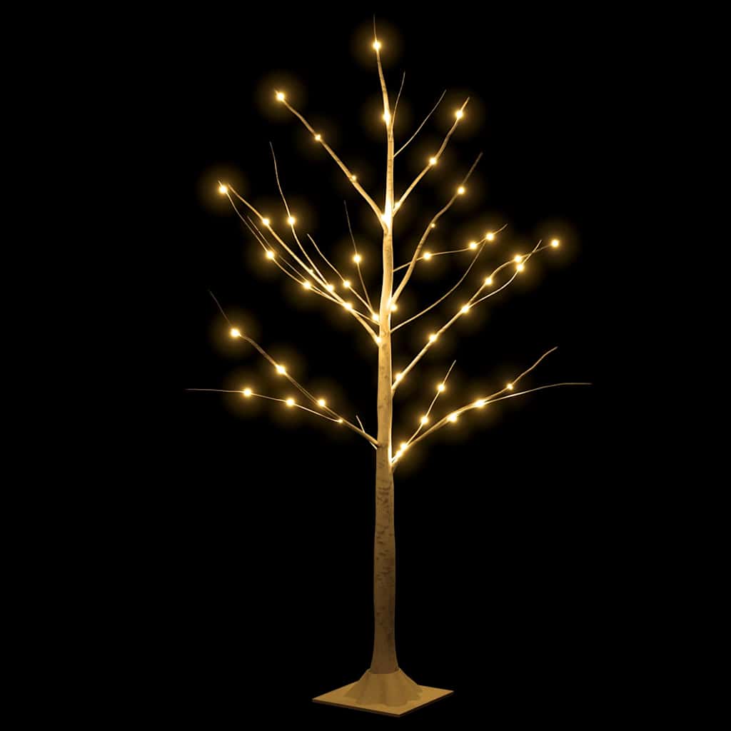 345142 vidaXL LED White Birch Tree Warm White 48 LEDs 120 cm
