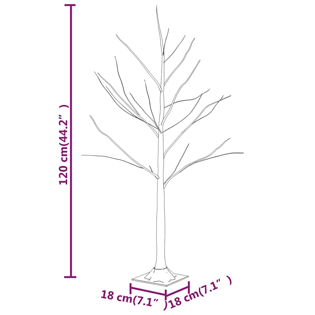 345142 vidaXL LED White Birch Tree Warm White 48 LEDs 120 cm