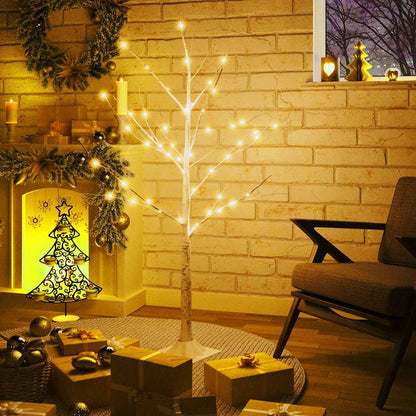 345142 vidaXL LED White Birch Tree Warm White 48 LEDs 120 cm