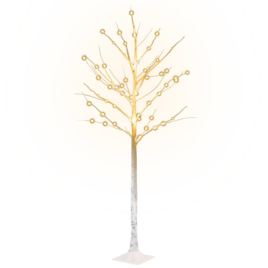 345143 vidaXL LED White Birch Tree Warm White 72 LEDs 150 cm