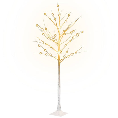 345143 vidaXL LED White Birch Tree Warm White 72 LEDs 150 cm