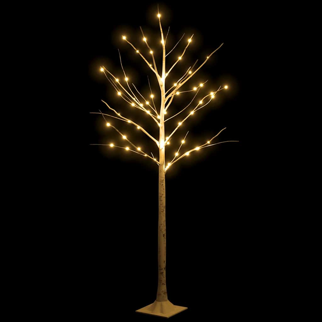 345143 vidaXL LED White Birch Tree Warm White 72 LEDs 150 cm