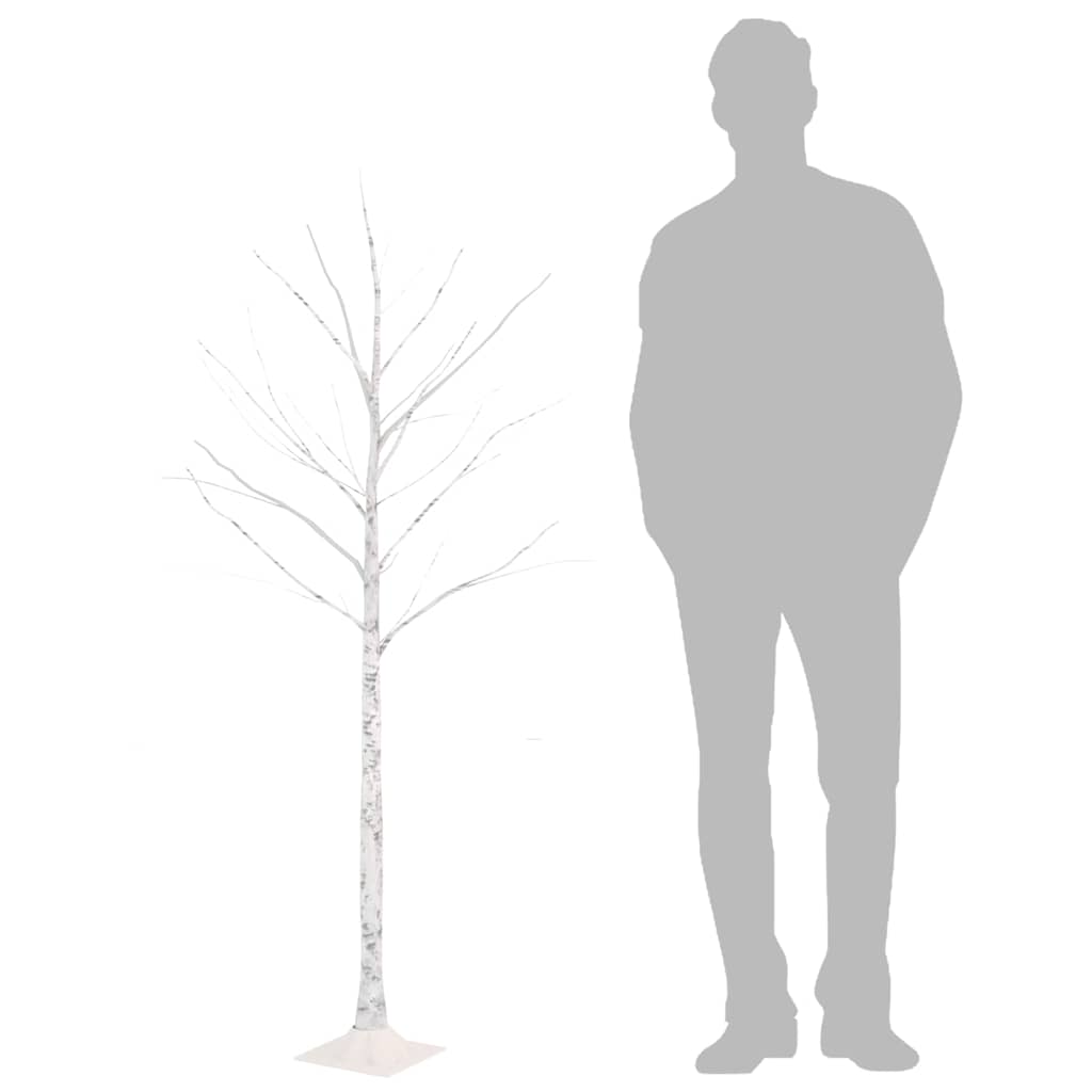 345143 vidaXL LED White Birch Tree Warm White 72 LEDs 150 cm