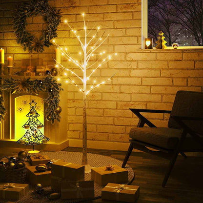 345143 vidaXL LED White Birch Tree Warm White 72 LEDs 150 cm